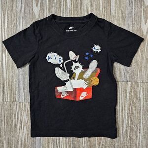 Nike Air Force 1 Kids Tee Graphic T-Shirt Black White Size 5 Unisex Cotton